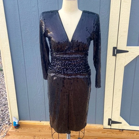 Dresses | Black Sequin Dress 8s90s | Poshmark